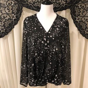 Banana Republic Cross Over Sheer Blouse SZ Large